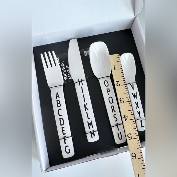 Design Letters Melamine Alphabet Letters Children’s 4pc Utensil Set, Boxed - Picture 6 of 11